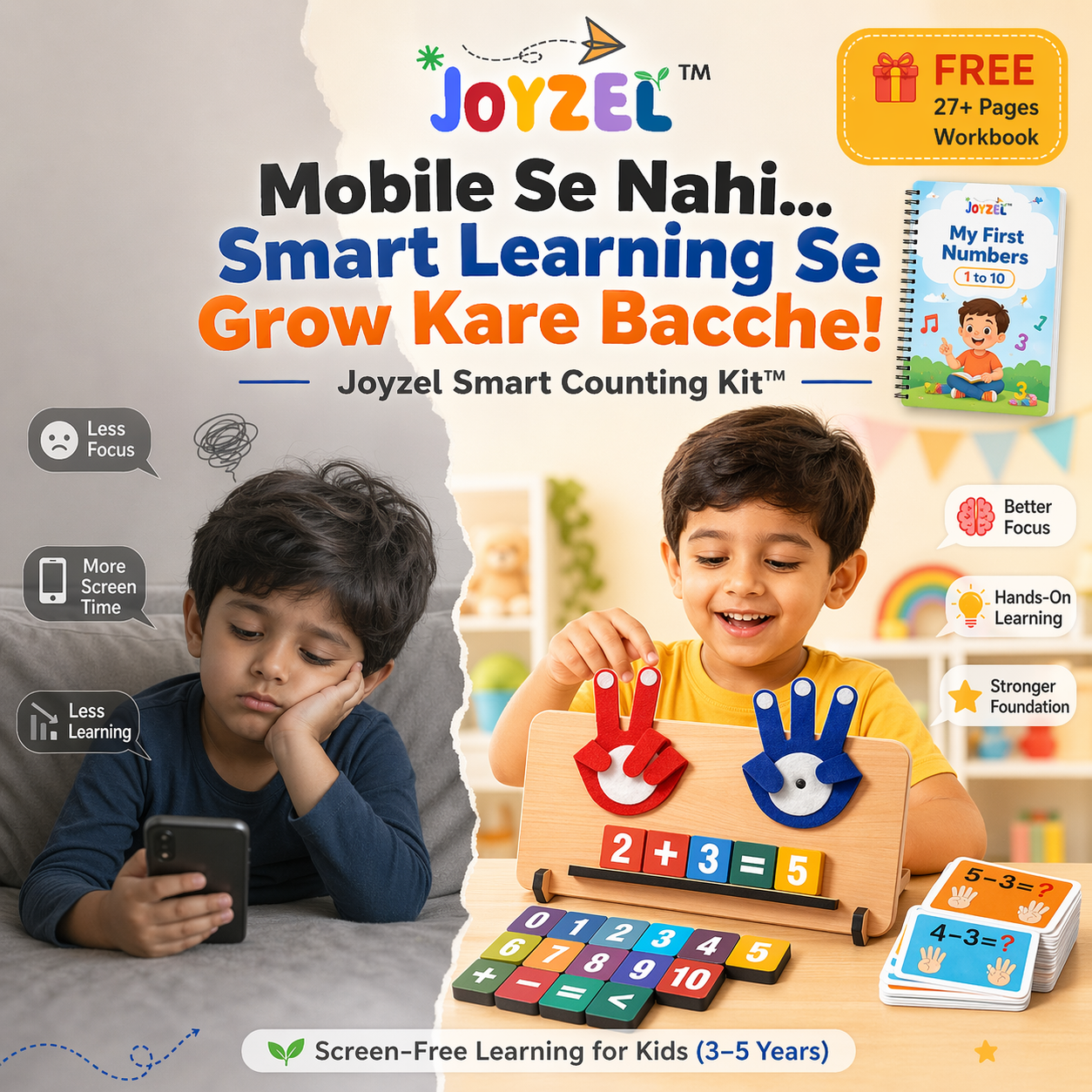 Joyzel FingerCount Kit™ + FREE 27 Pages Maths Workbook